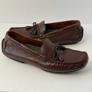 H.S. Trask Men's Brown Leather Driving Moccasin Loafers Size 8M